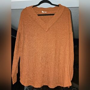 women's rust orange long sleeve waffle patterned shirts. New without tags